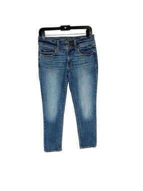American Eagle Women's Jeans Low Rise Medium Wash Skinny Crop Stretch Denim Sz 6